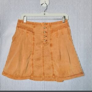 Anthropologie Denim Pumpkin Orange Stonewash Jean Style Mini Skirt